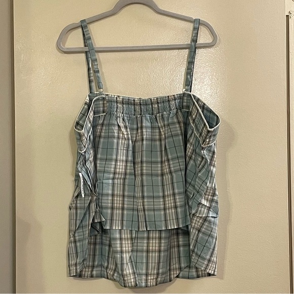 OLD NAVY Striped Smocked Pajama Cami Swing‎ Top in Big Blue Plaid - Picture 5 of 8